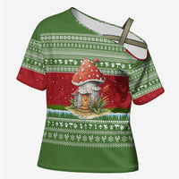Christmas Mushroom House Cross Shoulder Shirt Xmas Holiday Patterns - Wonder Print Shop