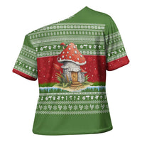 Christmas Mushroom House Cross Shoulder Shirt Xmas Holiday Patterns - Wonder Print Shop