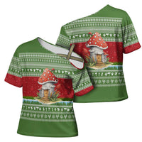 Christmas Mushroom House Cross Shoulder Shirt Xmas Holiday Patterns - Wonder Print Shop