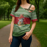 Christmas Mushroom House Cross Shoulder Shirt Xmas Holiday Patterns - Wonder Print Shop