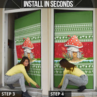 Christmas Mushroom House Door Cover Xmas Holiday Patterns - Wonder Print Shop