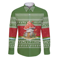 Christmas Mushroom House Family Matching Long Sleeve Bodycon Dress and Hawaiian Shirt Xmas Holiday Patterns - Wonder Print Shop