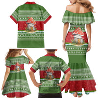Christmas Mushroom House Family Matching Mermaid Dress and Hawaiian Shirt Xmas Holiday Patterns - Wonder Print Shop