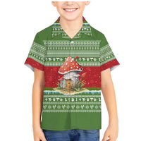 Christmas Mushroom House Family Matching Mermaid Dress and Hawaiian Shirt Xmas Holiday Patterns - Wonder Print Shop