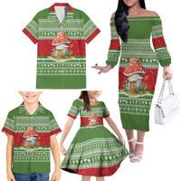 Christmas Mushroom House Family Matching Off The Shoulder Long Sleeve Dress and Hawaiian Shirt Xmas Holiday Patterns - Wonder Print Shop