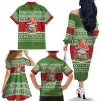 Christmas Mushroom House Family Matching Off The Shoulder Long Sleeve Dress and Hawaiian Shirt Xmas Holiday Patterns - Wonder Print Shop