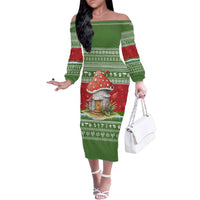 Christmas Mushroom House Family Matching Off The Shoulder Long Sleeve Dress and Hawaiian Shirt Xmas Holiday Patterns - Wonder Print Shop