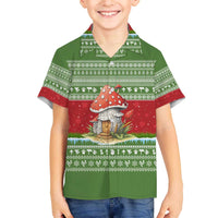 Christmas Mushroom House Family Matching Off The Shoulder Long Sleeve Dress and Hawaiian Shirt Xmas Holiday Patterns - Wonder Print Shop