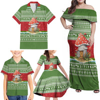 Christmas Mushroom House Family Matching Off Shoulder Maxi Dress and Hawaiian Shirt Xmas Holiday Patterns - Wonder Print Shop