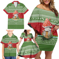 Christmas Mushroom House Family Matching Off Shoulder Short Dress and Hawaiian Shirt Xmas Holiday Patterns - Wonder Print Shop