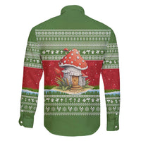 Christmas Mushroom House Family Matching Short Sleeve Bodycon Dress and Hawaiian Shirt Xmas Holiday Patterns - Wonder Print Shop