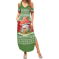 Christmas Mushroom House Family Matching Summer Maxi Dress and Hawaiian Shirt Xmas Holiday Patterns - Wonder Print Shop