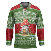 Christmas Mushroom House Hockey Jersey Xmas Holiday Patterns - Wonder Print Shop