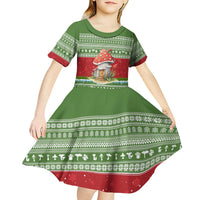 Christmas Mushroom House Kid Short Sleeve Dress Xmas Holiday Patterns - Wonder Print Shop