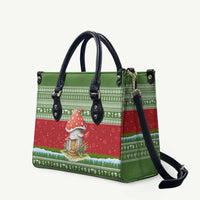 Christmas Mushroom House Leather Bag Xmas Holiday Patterns - Wonder Print Shop