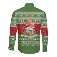 Christmas Mushroom House Long Sleeve Button Shirt Xmas Holiday Patterns - Wonder Print Shop