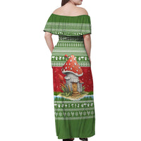 Christmas Mushroom House Off Shoulder Maxi Dress Xmas Holiday Patterns - Wonder Print Shop