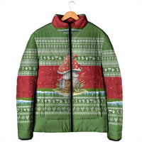 Christmas Mushroom House Padded Jacket Xmas Holiday Patterns - Wonder Print Shop