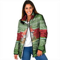 Christmas Mushroom House Padded Jacket Xmas Holiday Patterns - Wonder Print Shop