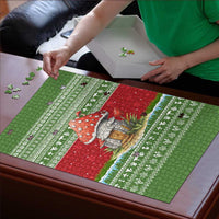 Christmas Mushroom House Puzzle Xmas Holiday Patterns - Wonder Print Shop