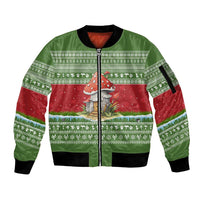 Christmas Mushroom House Sleeve Zip Bomber Jacket Xmas Holiday Patterns - Wonder Print Shop