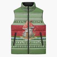 Christmas Mushroom House Sleeveless Puffer Jacket Xmas Holiday Patterns - Wonder Print Shop