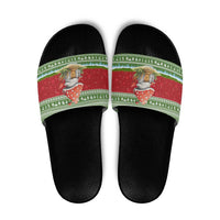 Christmas Mushroom House Slide Sandals Xmas Holiday Patterns - Wonder Print Shop
