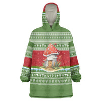 Christmas Mushroom House Wearable Blanket Hoodie Xmas Holiday Patterns - Wonder Print Shop