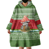 Christmas Mushroom House Wearable Blanket Hoodie Xmas Holiday Patterns - Wonder Print Shop
