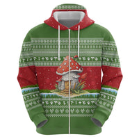 Christmas Mushroom House Zip Hoodie Xmas Holiday Patterns - Wonder Print Shop