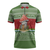 Christmas Mushroom House Zipper Polo Shirt Xmas Holiday Patterns - Wonder Print Shop