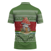 Christmas Mushroom House Zipper Polo Shirt Xmas Holiday Patterns - Wonder Print Shop