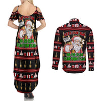 Santa Claus Christmas Couples Matching Summer Maxi Dress and Long Sleeve Button Shirt Xmas Holiday Patterns - Wonder Print Shop