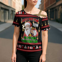 Santa Claus Christmas Cross Shoulder Shirt Xmas Holiday Patterns - Wonder Print Shop