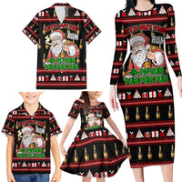 Santa Claus Christmas Family Matching Long Sleeve Bodycon Dress and Hawaiian Shirt Xmas Holiday Patterns - Wonder Print Shop