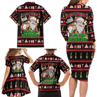 Santa Claus Christmas Family Matching Long Sleeve Bodycon Dress and Hawaiian Shirt Xmas Holiday Patterns - Wonder Print Shop