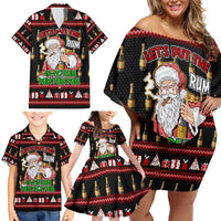 Santa Claus Christmas Family Matching Off Shoulder Short Dress and Hawaiian Shirt Xmas Holiday Patterns - Wonder Print Shop