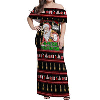 Santa Claus Christmas Off Shoulder Maxi Dress Xmas Holiday Patterns - Wonder Print Shop
