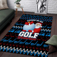 Santa Clause Golf Wonderland Christmas Area Rug Xmas Holiday Patterns - Wonder Print Shop
