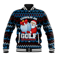 Santa Clause Golf Wonderland Christmas Baseball Jacket Xmas Holiday Patterns - Wonder Print Shop