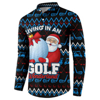Santa Clause Golf Wonderland Christmas Button Sweatshirt Xmas Holiday Patterns - Wonder Print Shop