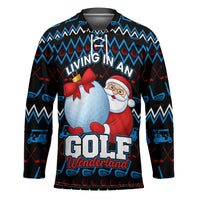 Santa Clause Golf Wonderland Christmas Hockey Jersey Xmas Holiday Patterns - Wonder Print Shop