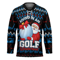 Santa Clause Golf Wonderland Christmas Hockey Jersey Xmas Holiday Patterns - Wonder Print Shop