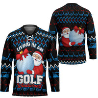 Santa Clause Golf Wonderland Christmas Hockey Jersey Xmas Holiday Patterns - Wonder Print Shop