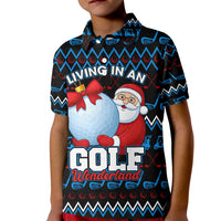 Santa Clause Golf Wonderland Christmas Kid Polo Shirt Xmas Holiday Patterns - Wonder Print Shop