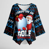 Santa Clause Golf Wonderland Christmas Kimono Sleeve Blouse Xmas Holiday Patterns - Wonder Print Shop