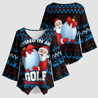 Santa Clause Golf Wonderland Christmas Kimono Sleeve Blouse Xmas Holiday Patterns - Wonder Print Shop
