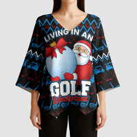 Santa Clause Golf Wonderland Christmas Kimono Sleeve Blouse Xmas Holiday Patterns - Wonder Print Shop