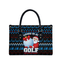 Santa Clause Golf Wonderland Christmas Leather Bag Xmas Holiday Patterns - Wonder Print Shop