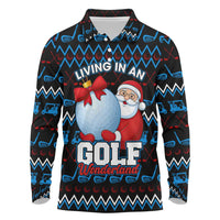 Santa Clause Golf Wonderland Christmas Long Sleeve Polo Shirt Xmas Holiday Patterns - Wonder Print Shop